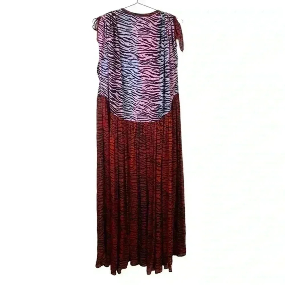 KENZO x‎ H&M Red And Pink Red Zebra Sheer Maxi Dress